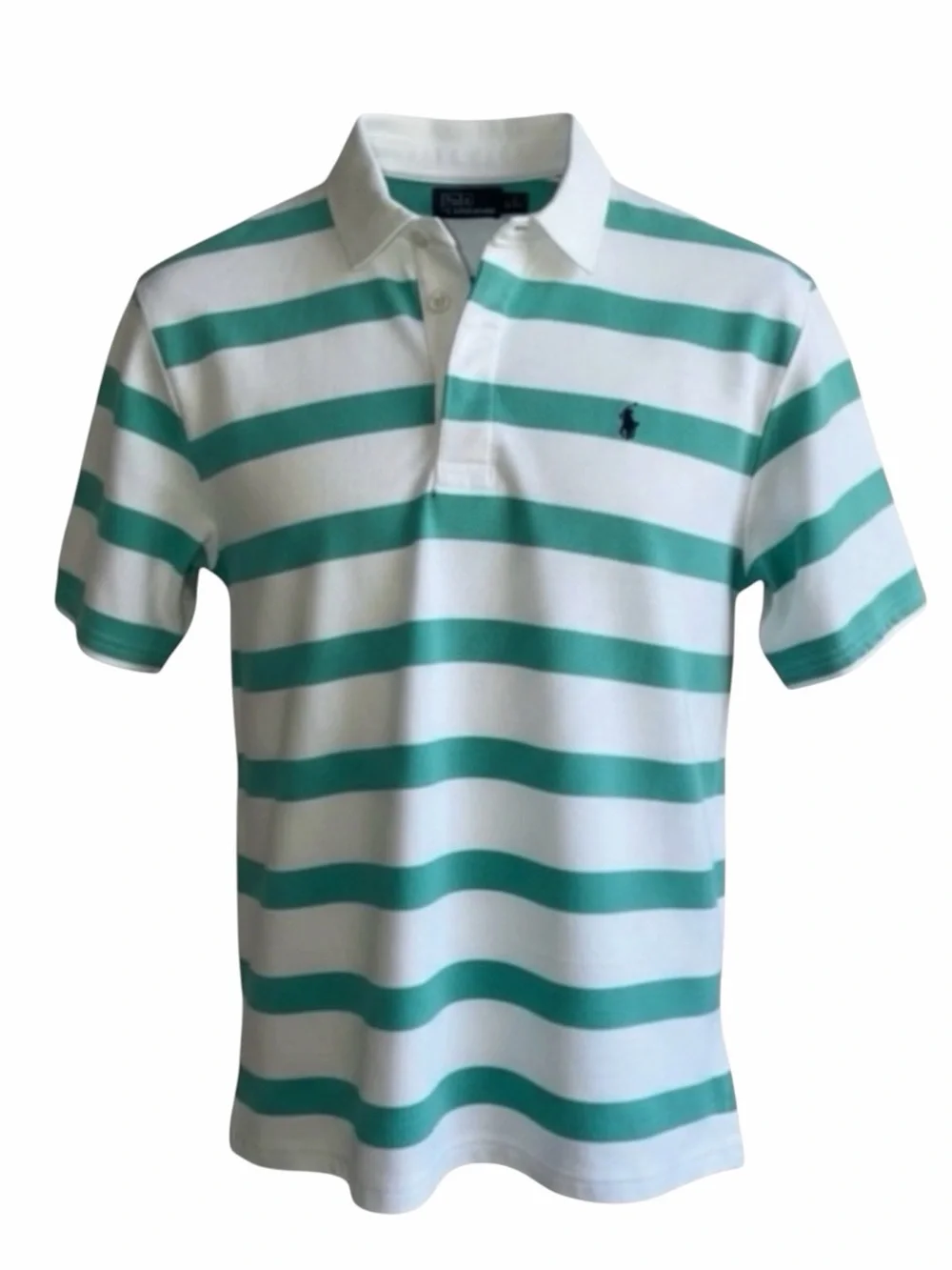 Polo Ralph Lauren Light Green & White Stripe Short Sleeve Polo Shirt Size Large